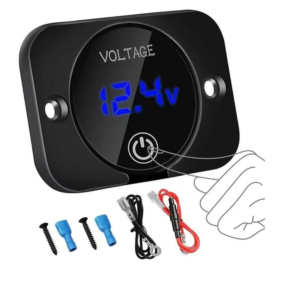 Voltmeter Für Auto- Und Motorradteile Mit Touchscreen, Ein-/ausschalter Und Einlochiger Anzeigeplatte Für Spannung Und Leistung
