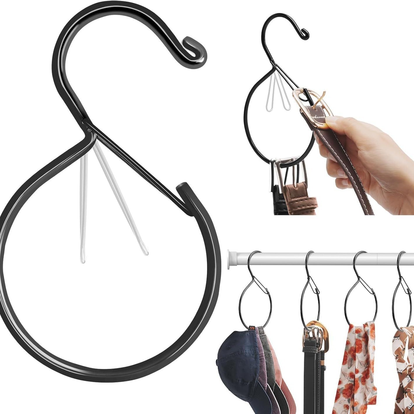 Windfester S-haken, Metallhaken Ohne Bohren, Für Badezimmer, Balkone Und Küchen Rutschfester S-förmiger Aufbewahrungshaken Mit Fallschutz-federschlaufe.