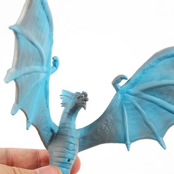 Blau-weißes Pla-led-nachtlicht, 3d-gedruckt Mit Einem Kleinen Drachen, Eine Originelle Led-kreation.