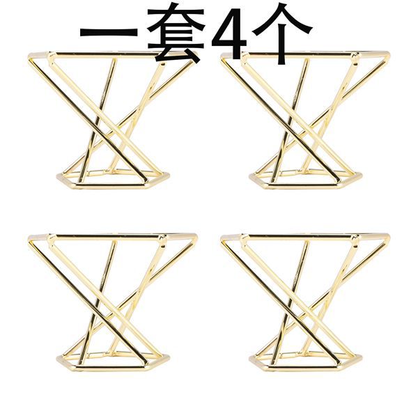 Vier Geometrische Goldene Pflanzenständer, Pflanzenständer Aus Metall, Tillandsienständer Und Fünf-sterne-ständer.