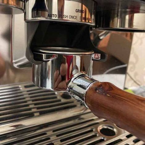 3-teiliges Kaffeezubereitungsset (holz + Silber + Edelstahl, 54 Mm Durchmesser), 54 Mm Bodenlose Kaffeekanne Mit Drei Griffen.
