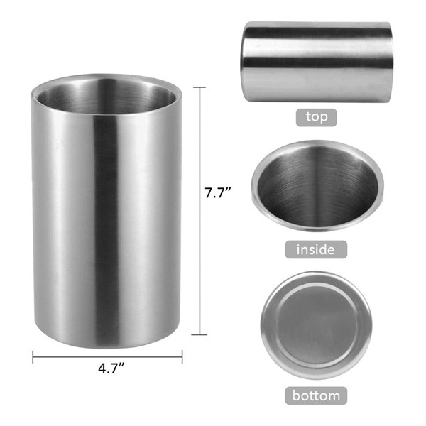 Drei Dickwandige, Isolierte, Doppelwandige Eisbehälter Aus Silbernem Edelstahl, Eiswürfelbehälter, Geradwandige Weinfässer Für Bars.