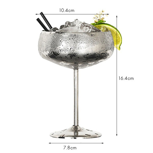 Vier 450-ml-cocktailgläser Aus Roségoldenem Edelstahl, Stiel-martinigläser Und Weingläser Mit Breiter Öffnung.