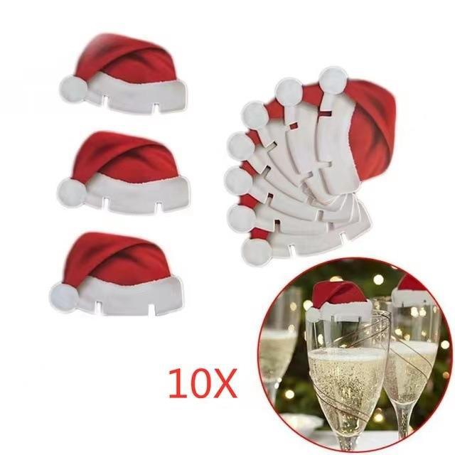 Karte Mit Einem Weinglasförmigen Weihnachtshut, Rotkäppchen-tassenkarte, Weihnachtliche Tassendekorationskarte, Beliebte Einlegekarte Für Ein Weihnachtliches Rotweinglas.