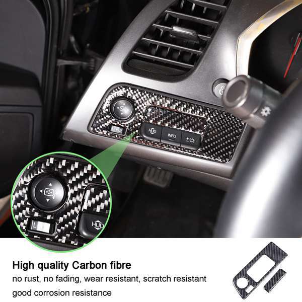 1 Farbe: Schwarz Mit Carbonfaser-textur Material: Weiche Carbonfaser Oc14039 Scheinwerferschalterrahmen Für Autos.