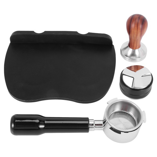4 Bodenlose 51 Mm Edelstahlgriffe In Schwarz Und Silber, Kaffeefarben, Mit Drei Ohren, Kompatibel Mit De'longhi Delo Geräten.