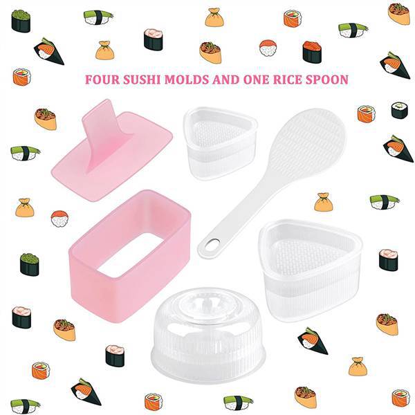 Ein Set Aus Rosa Und Transparenten Pp-sushi-reisballformen Für Babys Und Kinder Beinhaltet: 1