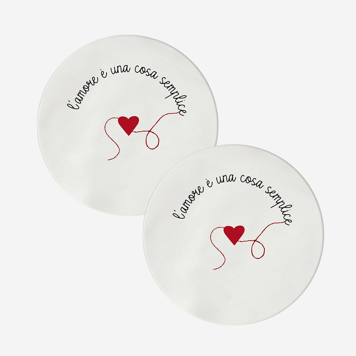 2er-set Dekorative Unterteller Mit Bezug Loving L'Amore È Una Cosa Semplice