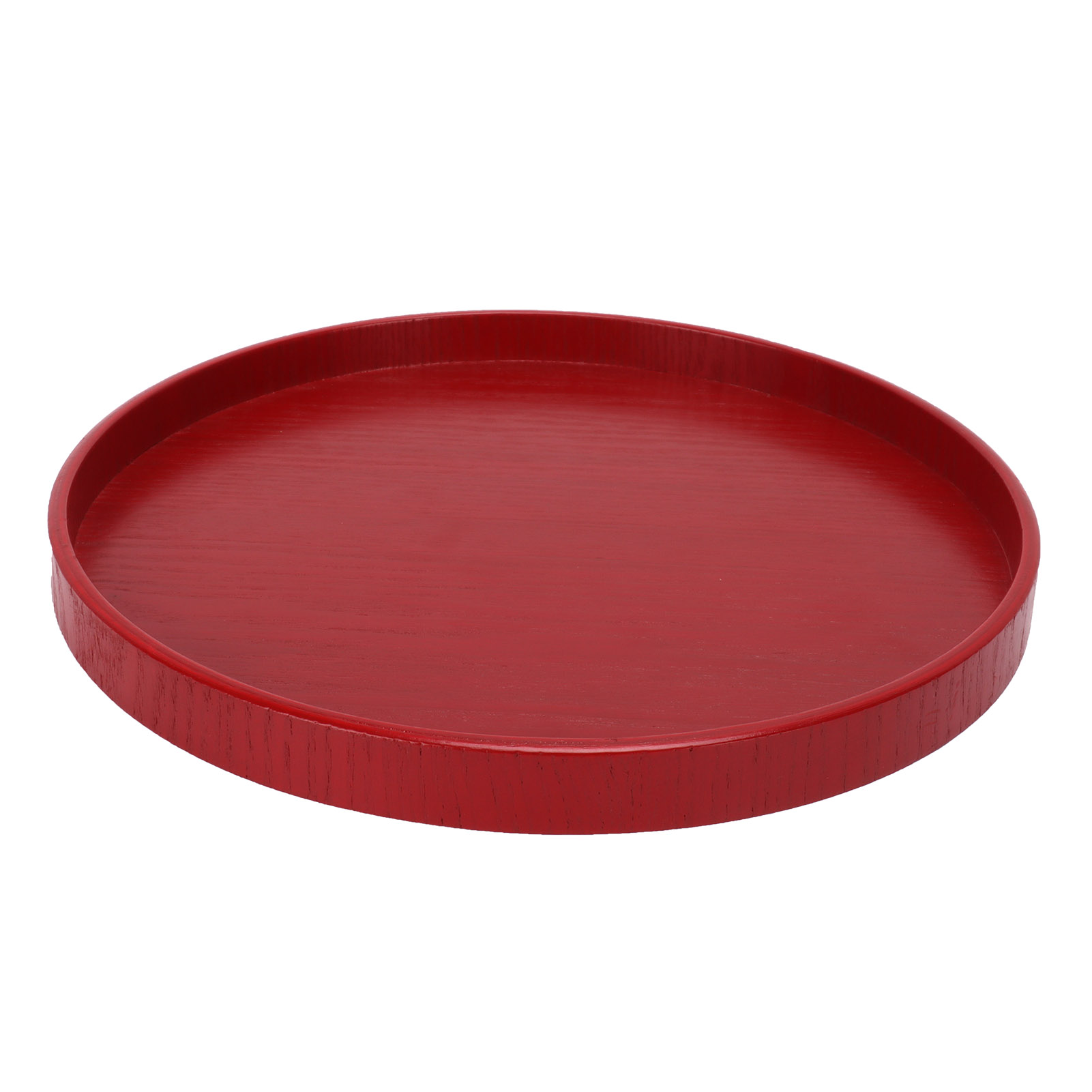 Runder Roter Holzteller 27 Cm, Serviertablett Für Obst, Besteck, Küche, Haushalt, Restaurant.