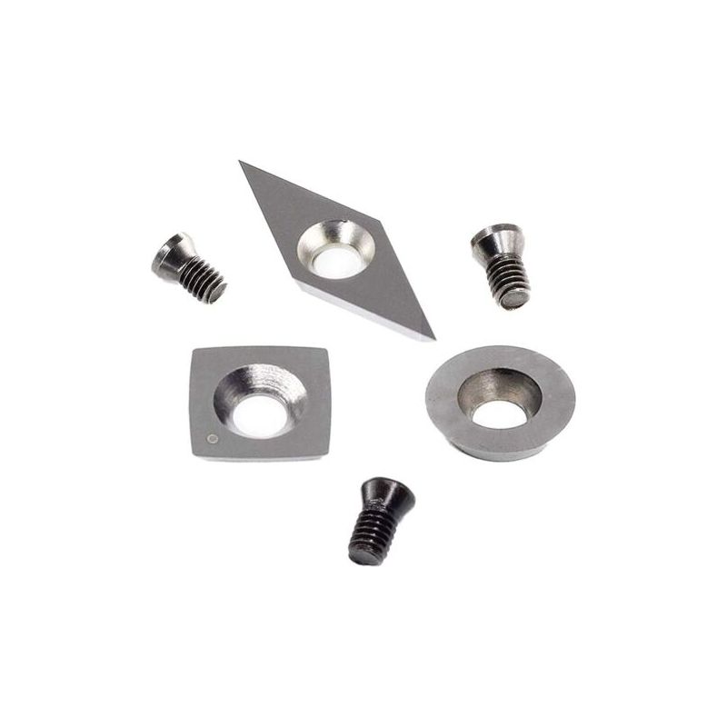 3-teiliges Hartmetall-schneideinlagen-set Für Holzdrehmaschinen - Quadratisch 11mm, Rund 12mm, Diamant 28x10mm Mit Spitze - Sauberes Und Langlebiges Schneiden