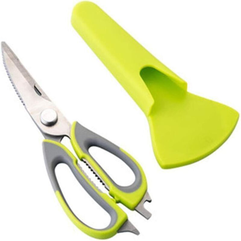Effiziente 8-in-1-mehrzweck-küchenschere, Edelstahl, Robuste Geflügelschere Für Hähnchen, Fleisch, Fisch, Kräuter, Gemüse, Pizza (grün)