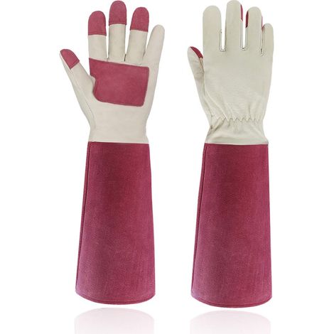Gartenhandschuhe Zum Rosenschneiden Für Damen Und Herren, Lange Dornenfeste Handschuhe, Schweinsleder - Atmungsaktiv Und Strapazierfähig (größe L)