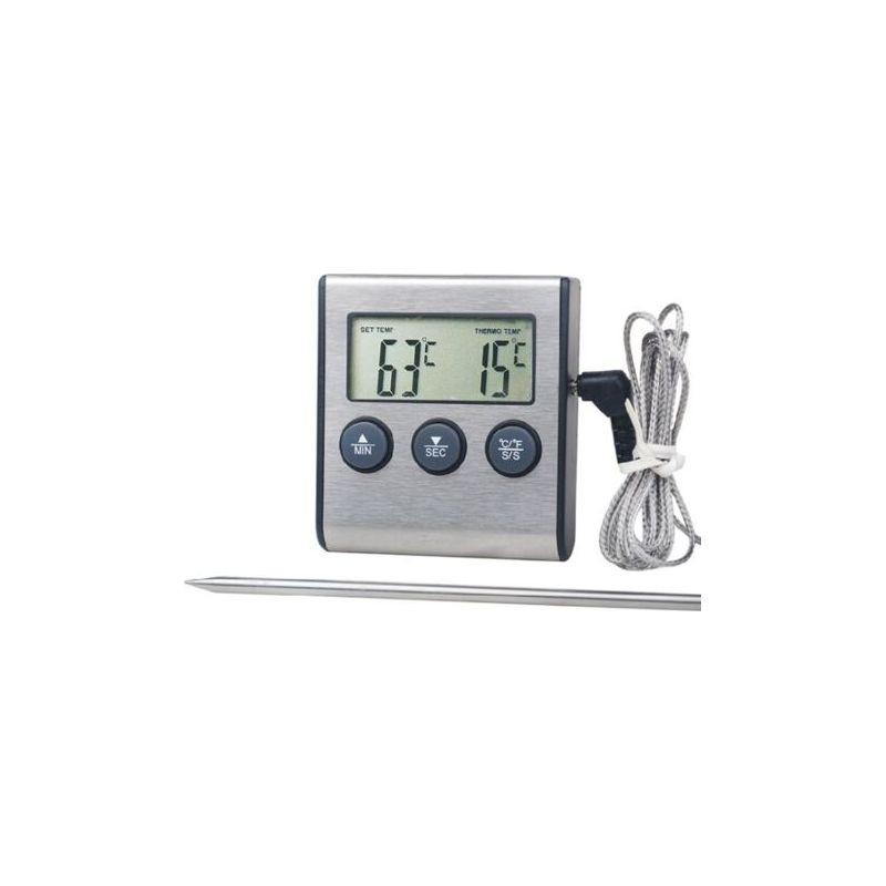 Digitales Küchenthermometer Mit Großem Lcd-bildschirm, Langer Sonde Für Grill, Backofen, Fleischgarung, Temperaturalarm, Timer-funktion.