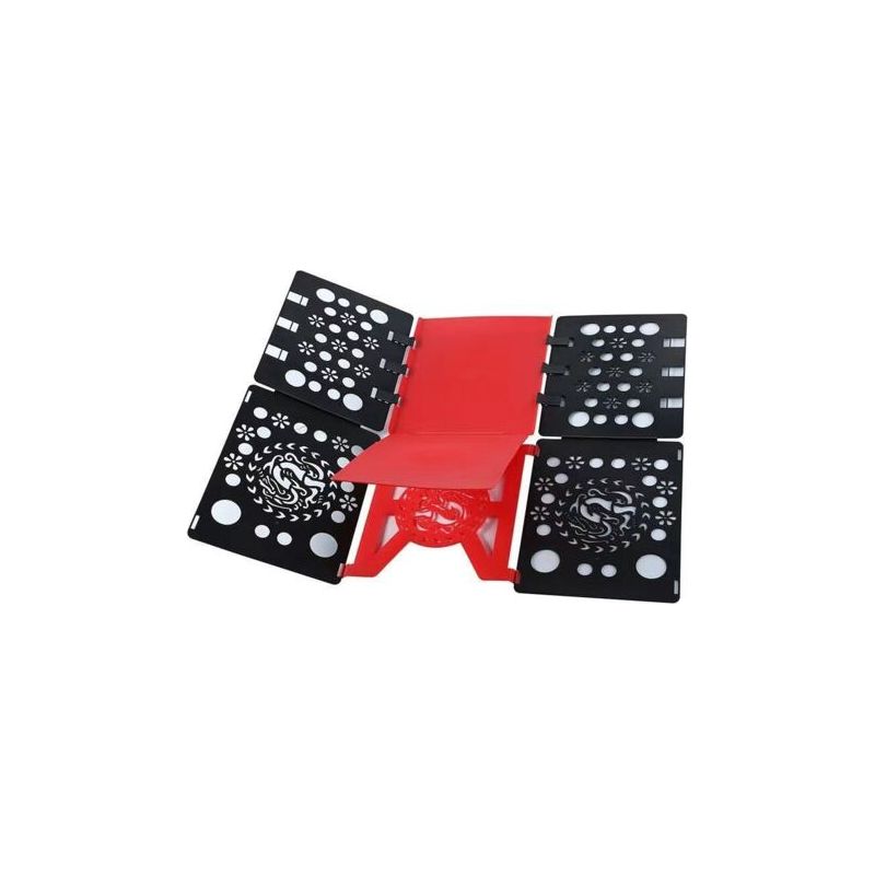 Faltbrett Für Hemden - Kleiderfalter Für Kinder Und Erwachsene, Für Kleidung, Hemden, T-shirts, 58 X 68 Cm (schwarz & Rot)
