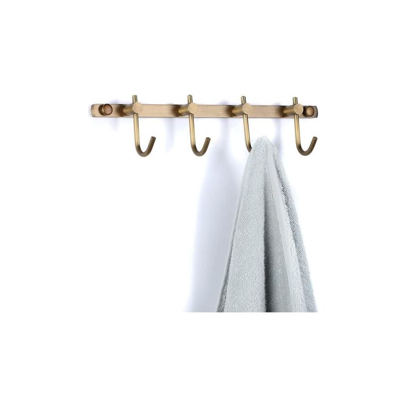 Handtuchhakenhalter Aus Gebürstetem Messing, Wandmontierter Hakenhalter Aus Gebürstetem Messing, Antike Messing-reihenhaken Mit 4 Rustikalen Wandhaken