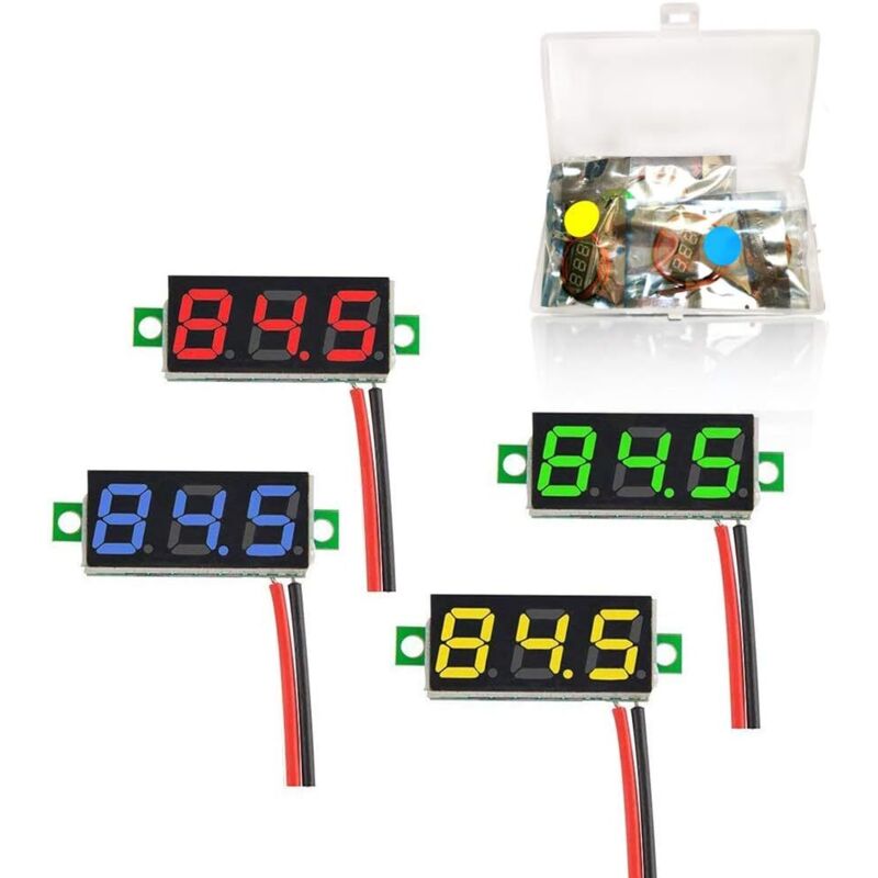 4 Stück 0,28-zoll Mini-digital-voltmeter, Led-anzeige-voltmeter, Messbereich Dc 2,4-30v, Zweidraht-spannungstester, Verpolungsschutz Und Druckmessung.
