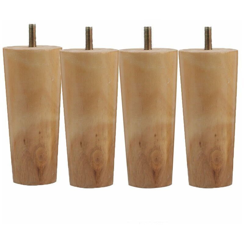 4 Stück Massivholz-möbelbeine, 12 Cm Holzbeine Für Sofa, Ersatz-möbelbeine Aus Holz, Konische Möbelbeine Mit M8-schraubmontageplatte, Rutschfeste Polster Für Esstisch, Schrank