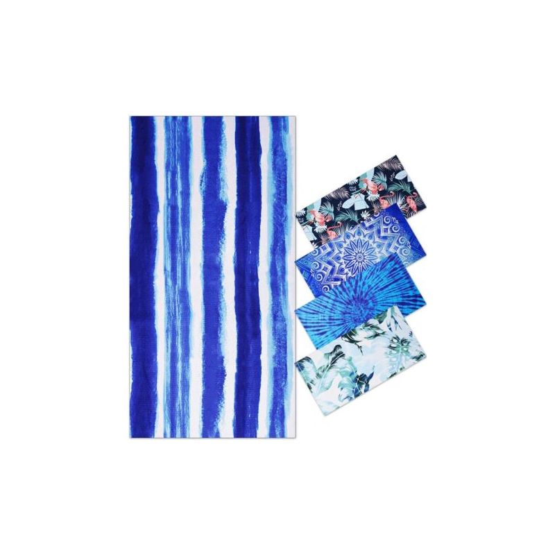 Mikrofaser-anti-sand-strandtuch Für Männer Und Frauen - Xxl Erwachsenen-strandtuch, Badetuch, Stranddecke Zum Schwimmen Und Für Sport, Super Saugfähig, 180x90 Cm, Blau Gestreift