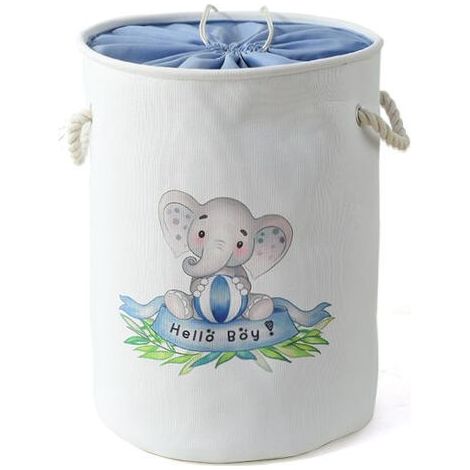 Elefanten-wäschekorb Für Kinderzimmer, Großer Stoff-aufbewahrungskorb Mit Kordelzug Für Wäsche, Kinderspielzeug, Babykleidung (blauer Elefant)
