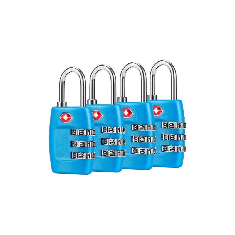 Gepäckschlösser (4er-pack) – 3-stellige Zahlenschlösser – Zugelassene Reiseschlösser Für Koffer Und Gepäck (blau)
