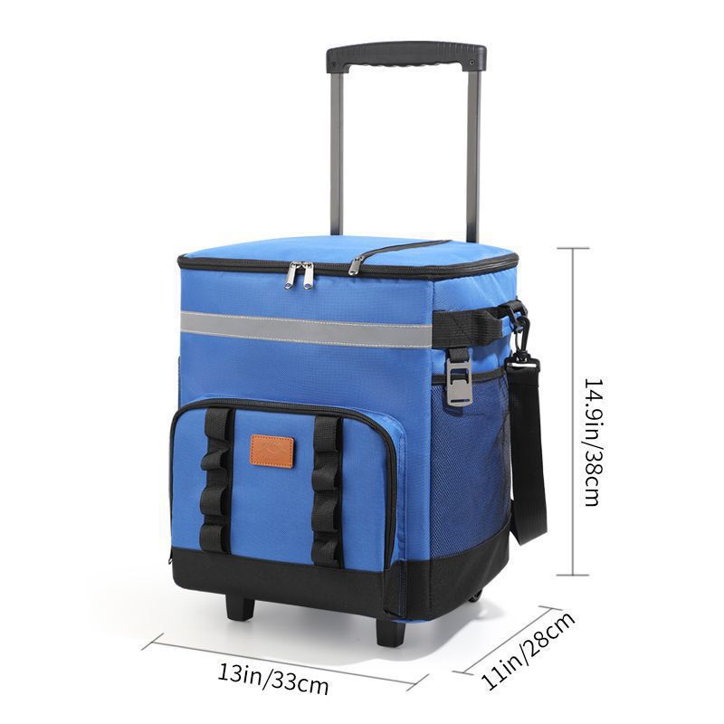 35l Isolierte Kühltasche Mit Rädern - Reisekühler, Große Kapazität, Khaki - Für Picknick, Camping, Auto - Alovez