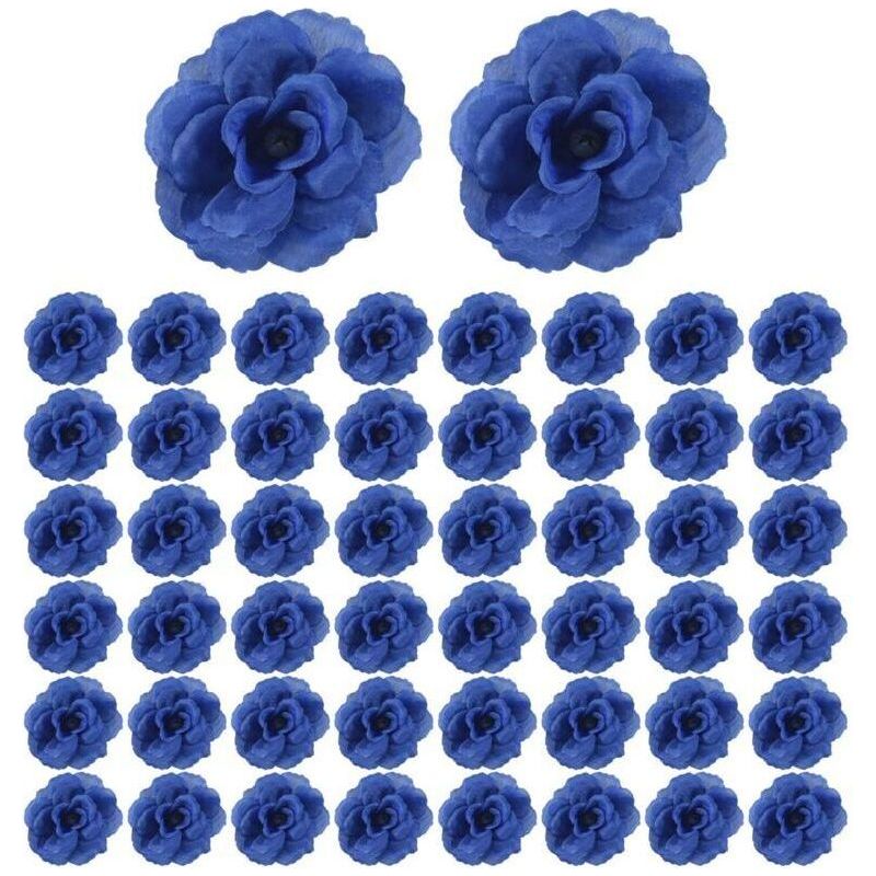 Künstliche Rosenblüten Aus Seide, 50 Stück Zur Dekoration Von Alben, Kleidung, Hüten, Hochzeiten (dunkelblau)