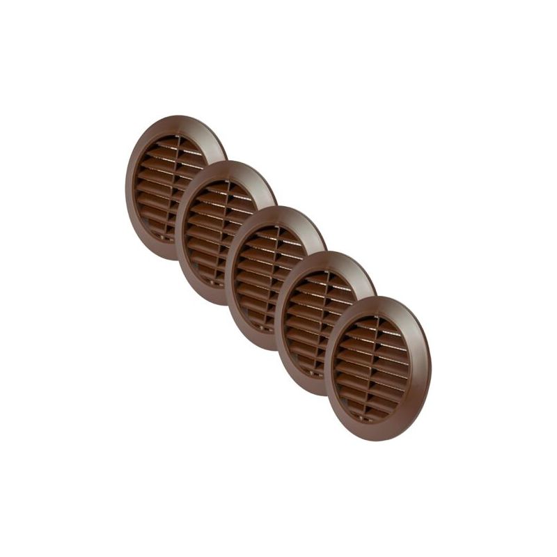 5er-set - Lüftungsgitter - Belüftungsabdeckung - Integrierter Insektenschutz - Für Badezimmer Und Büro - Braun - 10,6x10,6 Cm