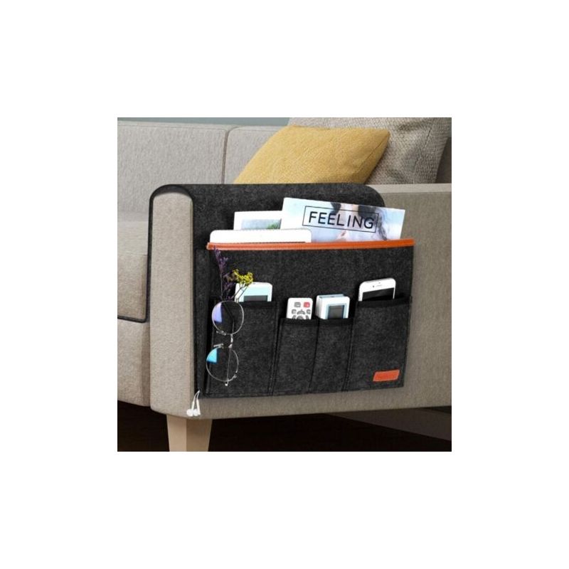 Armlehnen-organizer-tasche Für Sessel, Filz-hängesessel-organizer, Sofa-fernbedienungshalter Mit 5 Taschen Für Telefon, Ipad, Zeitschriften, Brillen, Kabel (dunkelgrau)