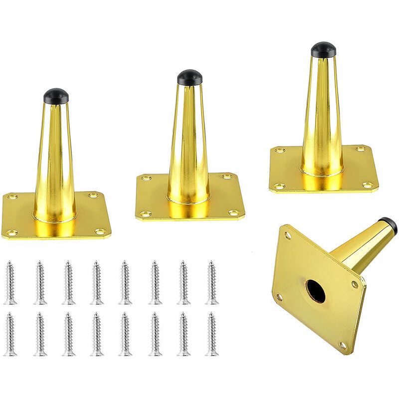 4 Goldene Möbelfüße – 10 Cm Konische Eisenfüße Für Kleiderschrank, Tisch, Bett