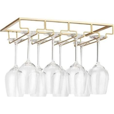 Hängender Weinglashalter Für Unter Den Schrank – Goldfarbenes Metall – Hält 6 Bis 9 Gläser – Einfach Zu Installieren – Modernes Design