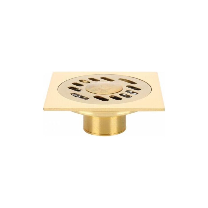 10x10cm Bodenablaufgitter Aus Goldenem Kupfer, Große Kapazität Für Bad Und Dusche, Geruchsdicht Und Verstopfungssicher