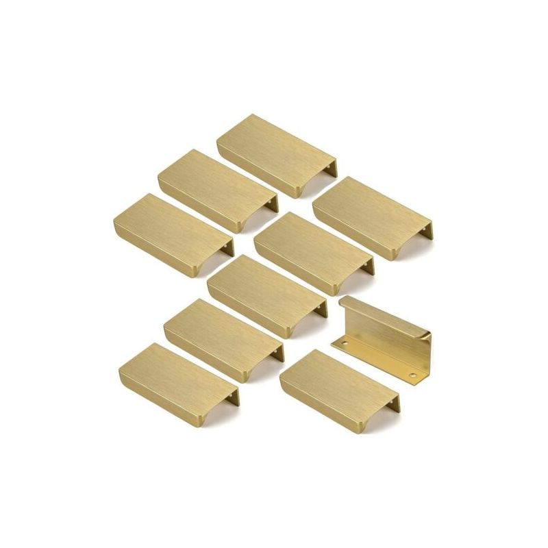 Set Mit 10 Goldenen Griffen - Unsichtbarer Griff, Goldener Küchenschrankgriff, Goldener Möbelgriff Aus Aluminiumlegierung, 64 Mm Mittenabstand