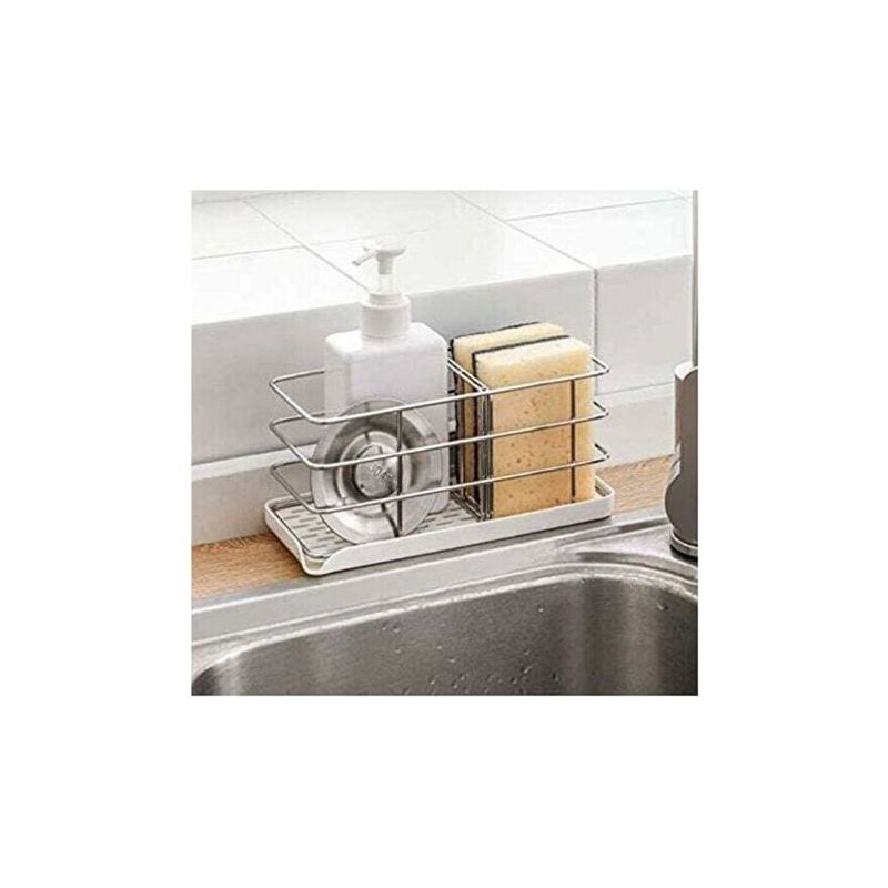Schwammhalter - 304 Edelstahl - Multifunktional Für Küchenspüle - Spülbecken-organizer - Abtropfschale - Seifenhalter - Verstellbare Hängeplatte