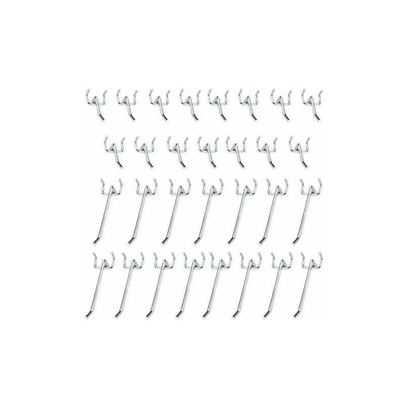 Metallhaken Für Lochplatten - Set Mit 30 Haken 10cm Und 5cm - Korrosionsbeständiger Edelstahl - 1,5 Kg Tragkraft
