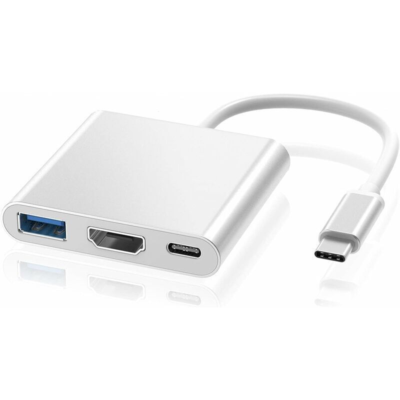Usb-c-zu-hdmi-4k-adapter, Typ-c-hub-zu-hdmi-konverter Mit Usb-3.0-anschluss Und Usb-c-ladeanschluss, Kompatibel Mit Macbook Pro, Google Chromebook, Hp, S8/s9+