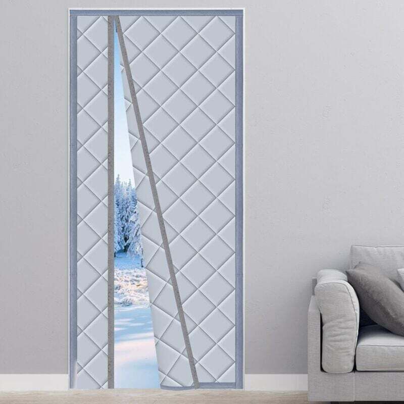 Wärmeisolierender Magnetischer Türvorhang 110 X 220 Cm, Kälteisolierend, Verdunkelnd Und Schalldämmend, Für Balkon, Wohnzimmer Oder Keller, Links- Oder Rechtsöffnend, Grau.