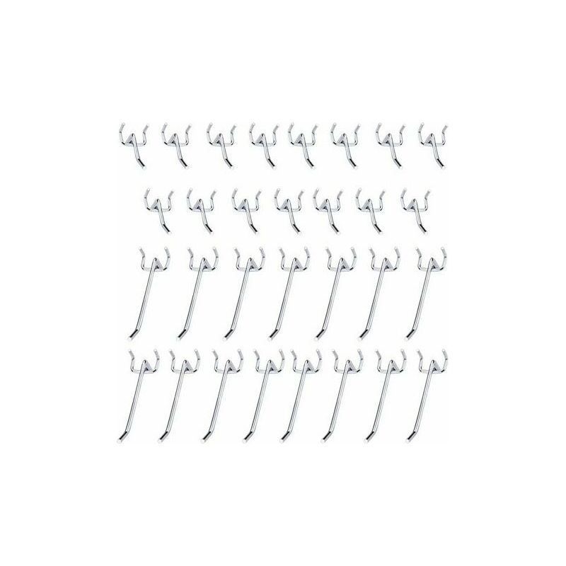 30 Stück Lochplattenhaken Metallhaken Für Lochplatten-zubehör - 10 Cm Und 5 Cm Einzelhaken-set Für Garagen, Geräteschuppen, Werkstätten