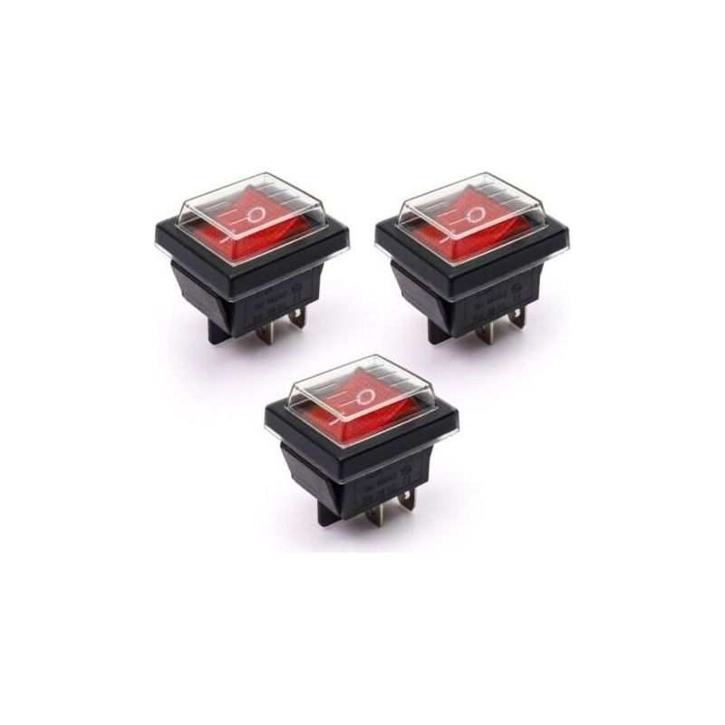3 Stück Rotlicht-wippschalter Ein/aus Mit Wasserdichter Abdeckung 16a/250v 20a/125v Ac (dpst)