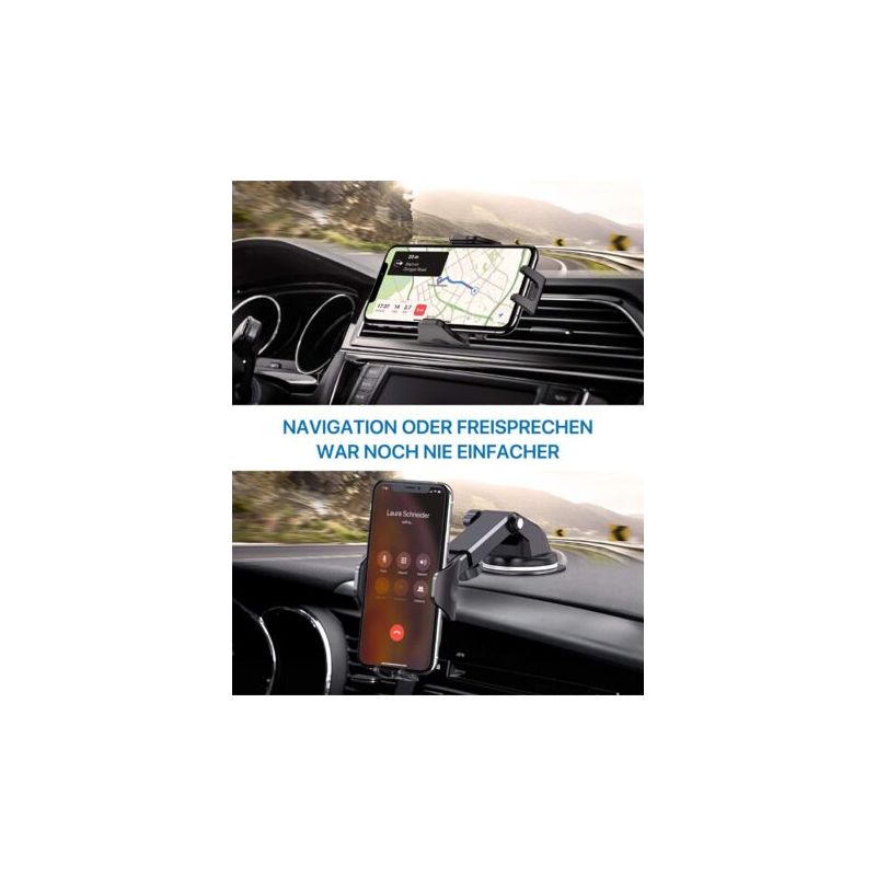 Auto-handyhalterung, [3 In 1][stabiler], Universelle Auto-handyhalterung Mit Clip Und Saugnapf, 360-grad-drehung ° Einhandbedienung Für Alle Telefone (iphone 14), Auto, Gps