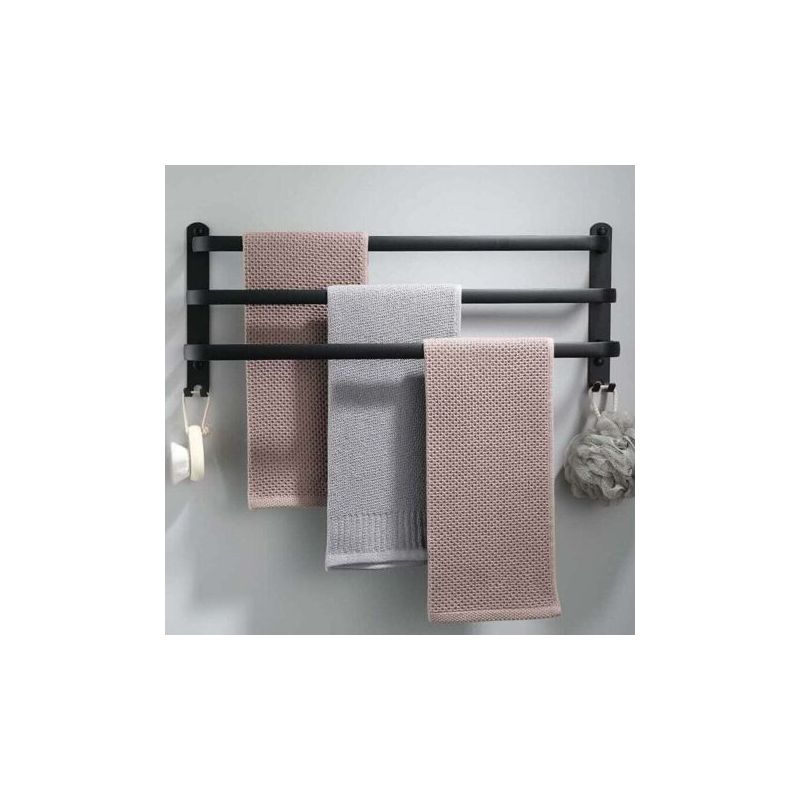 Schwarzer Badezimmer-handtuchhalter - Wandmontierter Klebe-handtuchhalter - Wasserdicht Mit Haken - 70 Cm