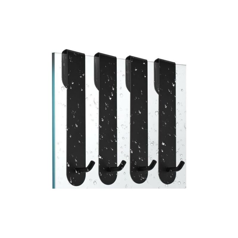4 Stück Edelstahl-duschhaken, Handtuchhalter, Badezimmer-edelstahlhaken Für Duschwand, Handtuchhaken, Küchen-handtuchhalter, Schwarzer Kleiderhalter, Kein Bohren Erforderlich