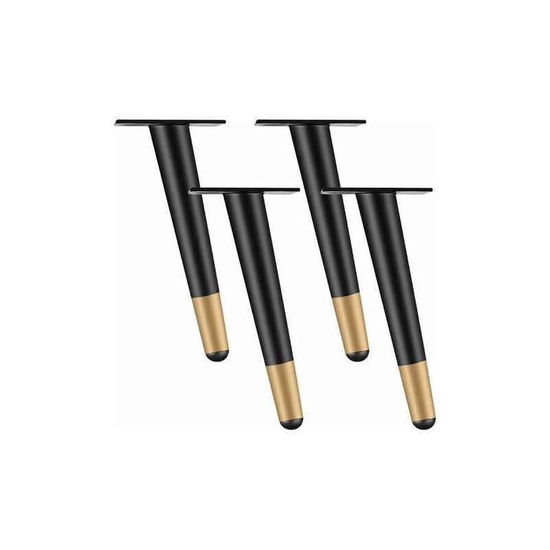 Set Aus 4 Möbelbeinen 10cm Metall Tisch- Und Stuhlbeine Mit Geräuscharmer, Rutschfester Basis Schwarz+gold