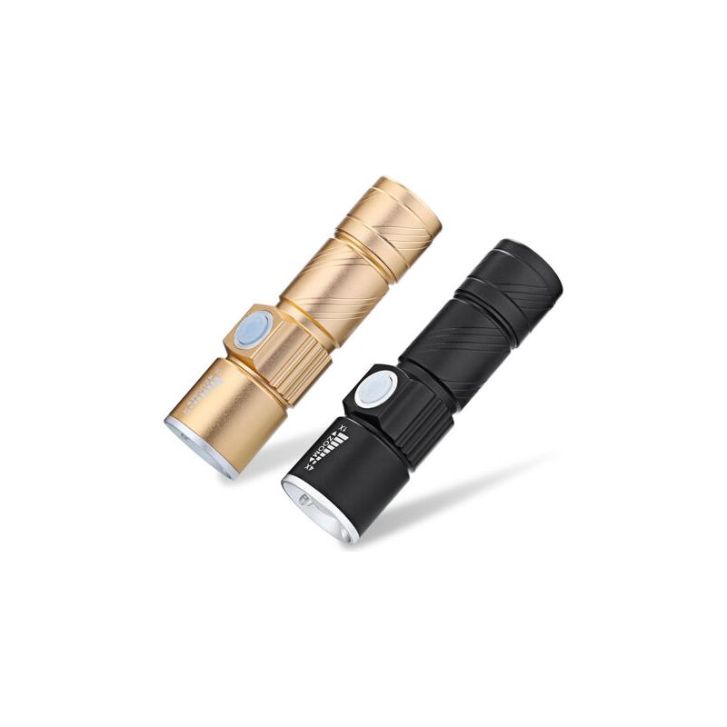 Mini-usb-taschenlampe Aus Aluminiumlegierung, Led-starklicht, Wiederaufladbare Taschenlampe, Gold+schwarz