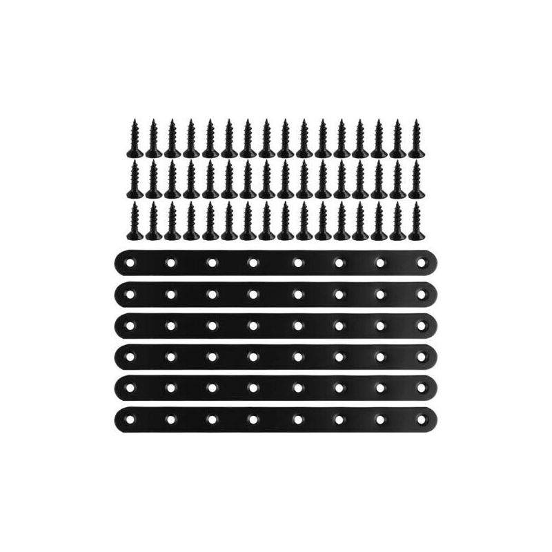 6 Stück Schwarze Perforierte Platten-flachverbinder, Perforierte Plattenhalterung 244 X 20 X 3 Mm, Metall-befestigungsplatte, Flache Winkelhalterung Für Möbelbefestigung