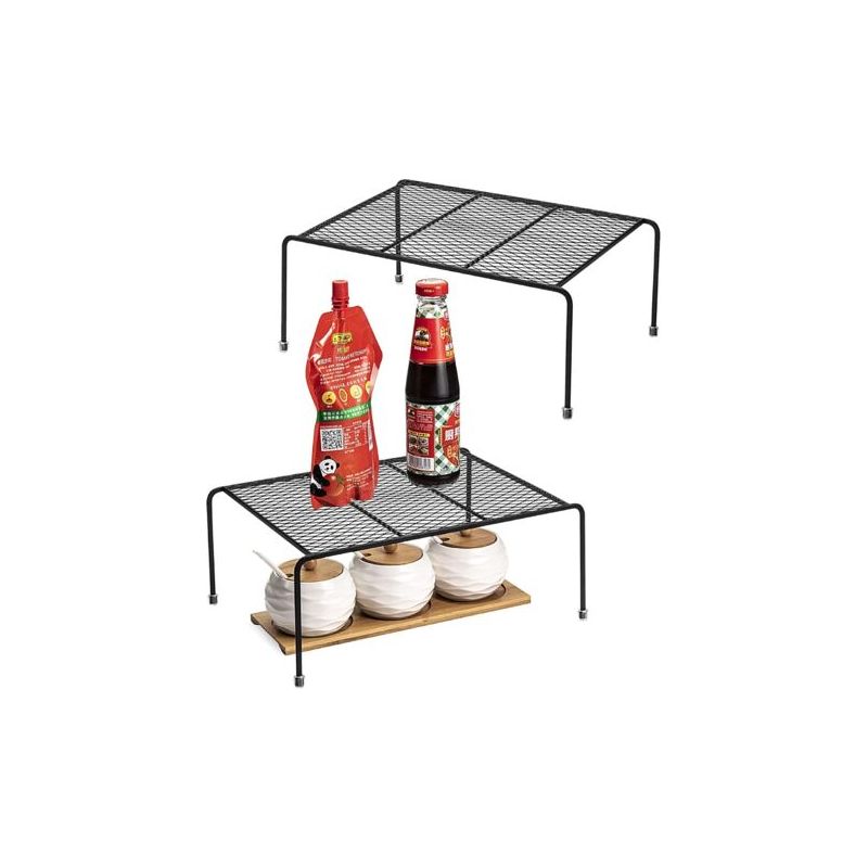 2er-pack Küchenschrank-aufbewahrungsregale - Für Küchenschränke, Arbeitsplatten, Speisekammer, Lebensmittel & Utensilien (schwarz)