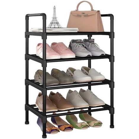 4-stufiges Kleines Schuhregal, Schmal Und Stapelbar, Schuhregal, Robustes Regal Für Eingangsbereich, Flur, Kleiderschrank, Große Kapazität Und Platzsparend