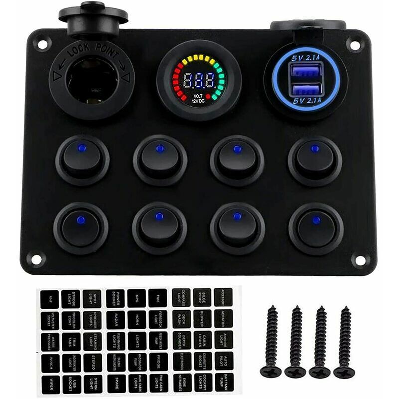 Wippschalter-panel 12-24v Doppel-usb-ladebuchse Mit Led-voltmeter Wippschalter-panel Für Boot Auto