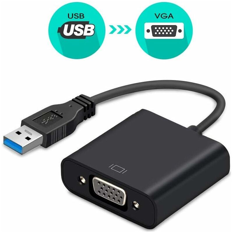 Usb 3.0 Zu Vga Adapter, Usb Zu Vga Videoadapter Konverter, Multi-monitor-display, Externes Display-kabeladapter Für Pc Laptop Windows 10/8.1/8/7/xp [verbesserte Version] (schwarz)