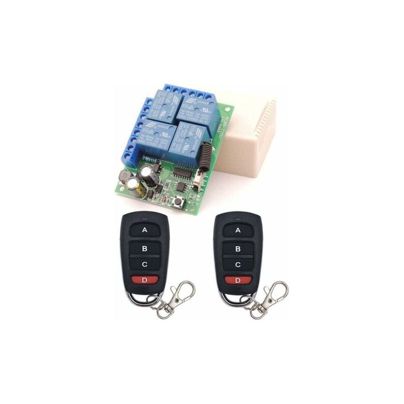 Universeller Fernbedienungsschalter, Rf-relais-empfänger Ac 230v/220v 10a 4ch 433mhz Mit 2 Sendern Für Motor, Garagentor, Licht, Elektrischen Vorhang, Diy-schalter Thisnde