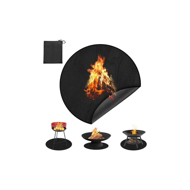 Runde Feuerfeste Matte 91cm, Feuerfeste Bodenschutzmatte, Hitzebeständig Für Outdoor-bbq, Camping, Terrasse, Schwarz